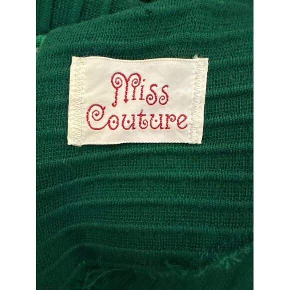 Vintage Miss Couture Green Ribbed Knit Dress With Gold Button Accents - Picture 13 of 14